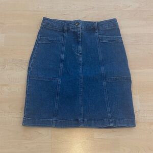 Boden Dark Blue Paneled Denim A-Line Skirt Size 6L